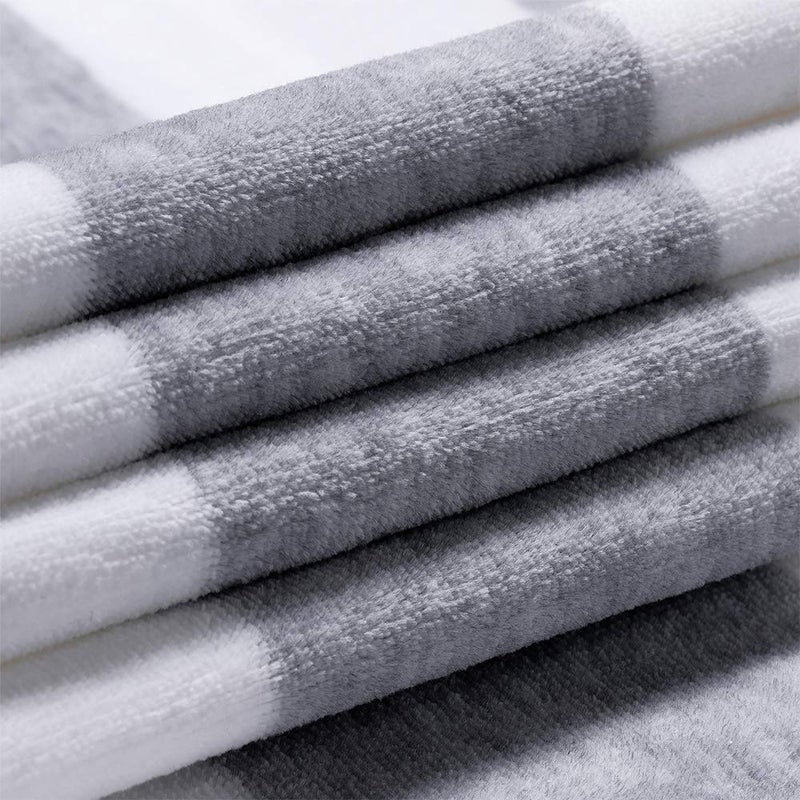 HENBAY Cotton Oversized Beach Towel - Large 70 x 35 Inch Pool Towel  Grey Striped Quick Dry Swimming Cabana Towel - Image 2